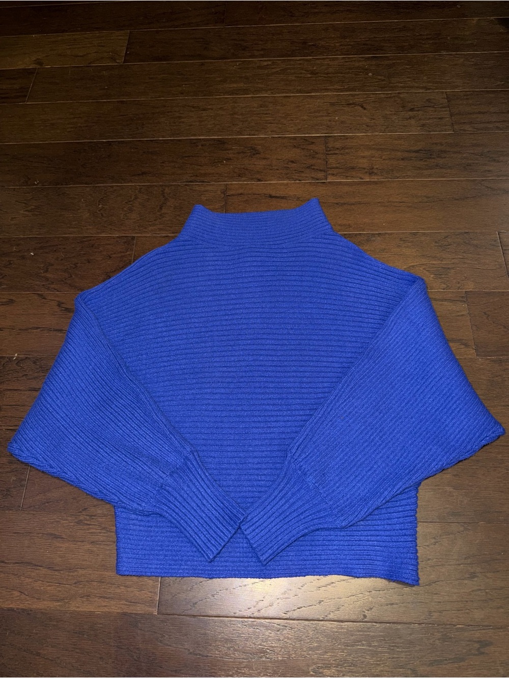 by Anthropologie Cobalt Blue Ribbed Mock Neck Sweater Size Small